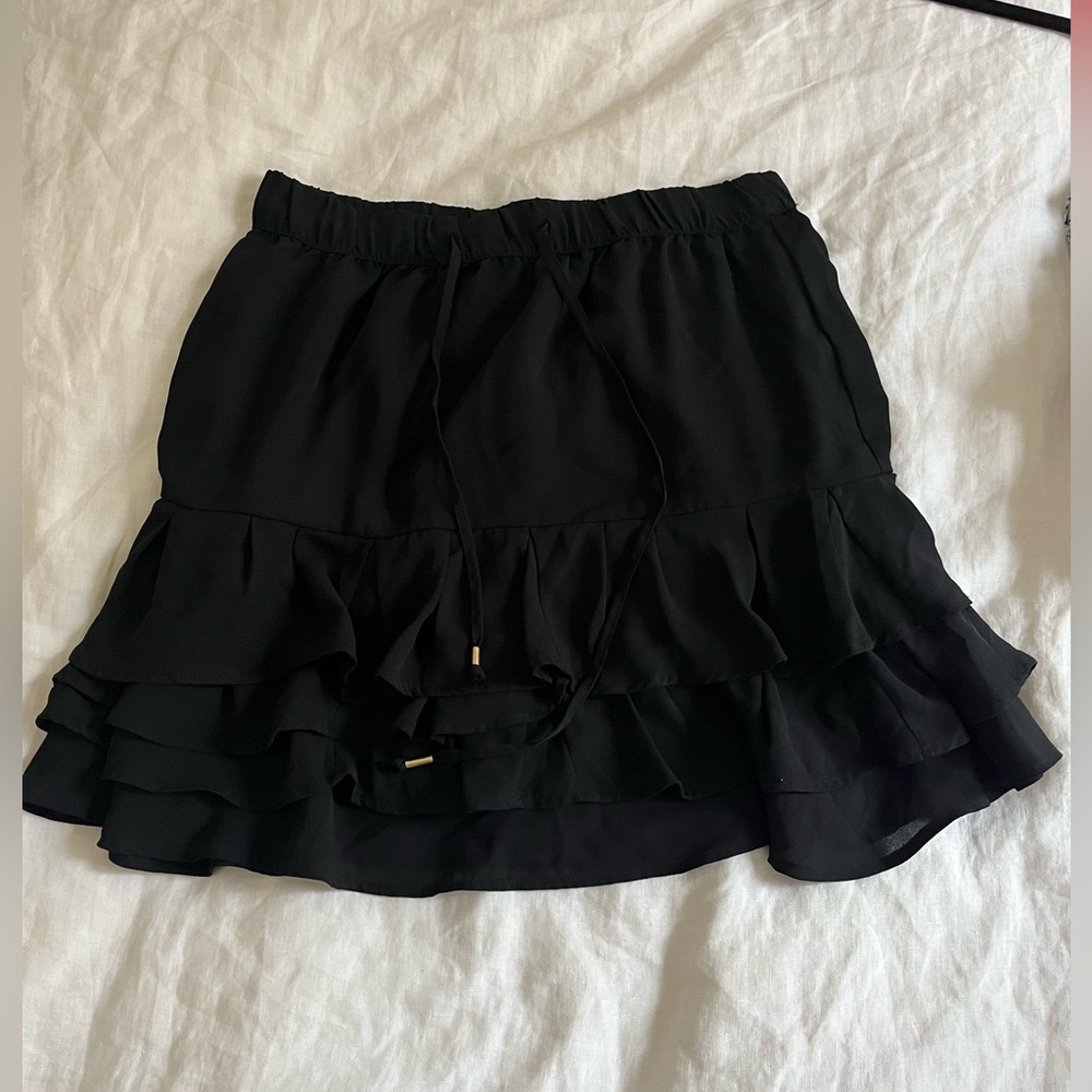 Elegant Black Ruffle Skirt